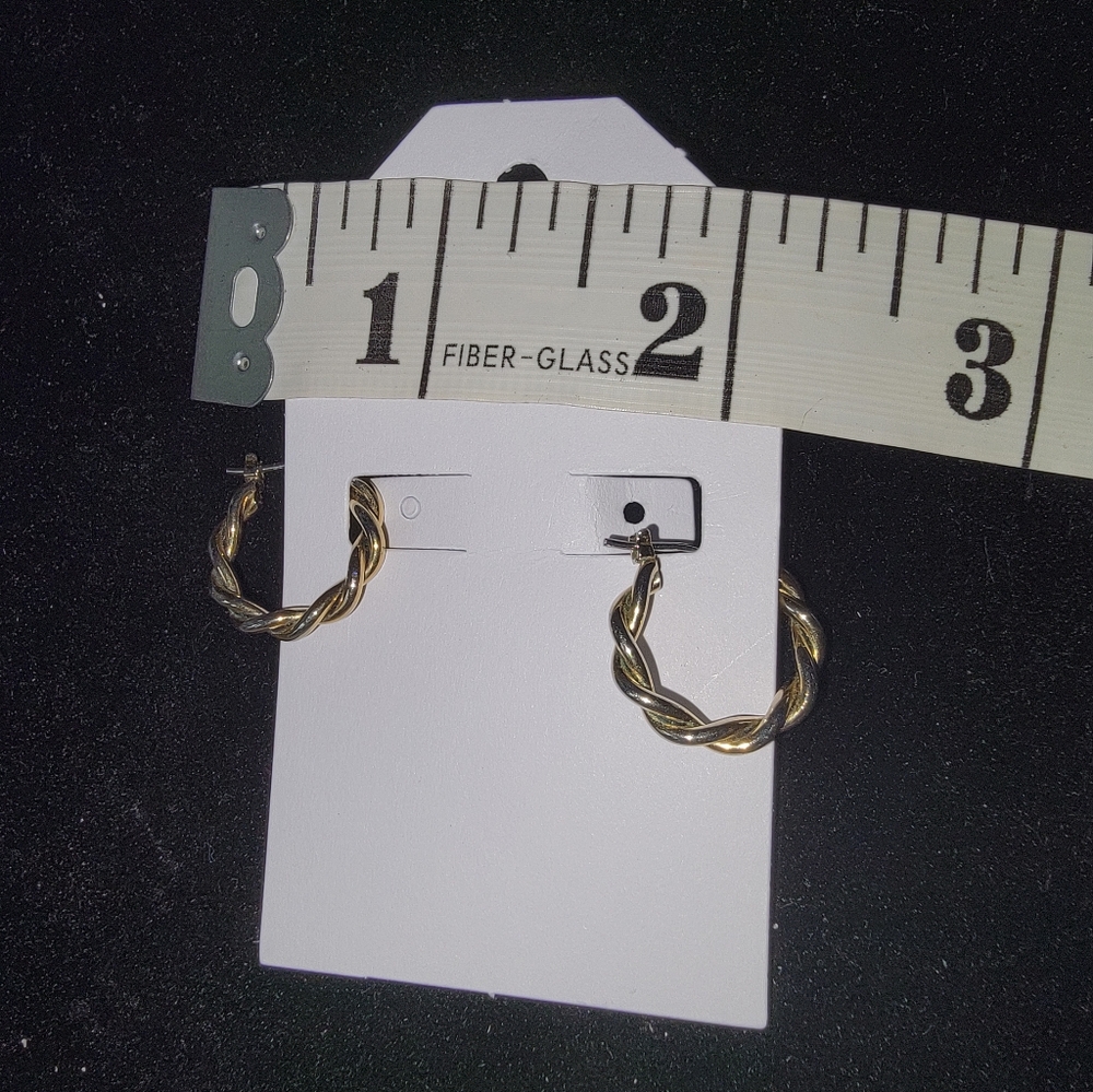 Gold Tone Twisted Hoop Earrings